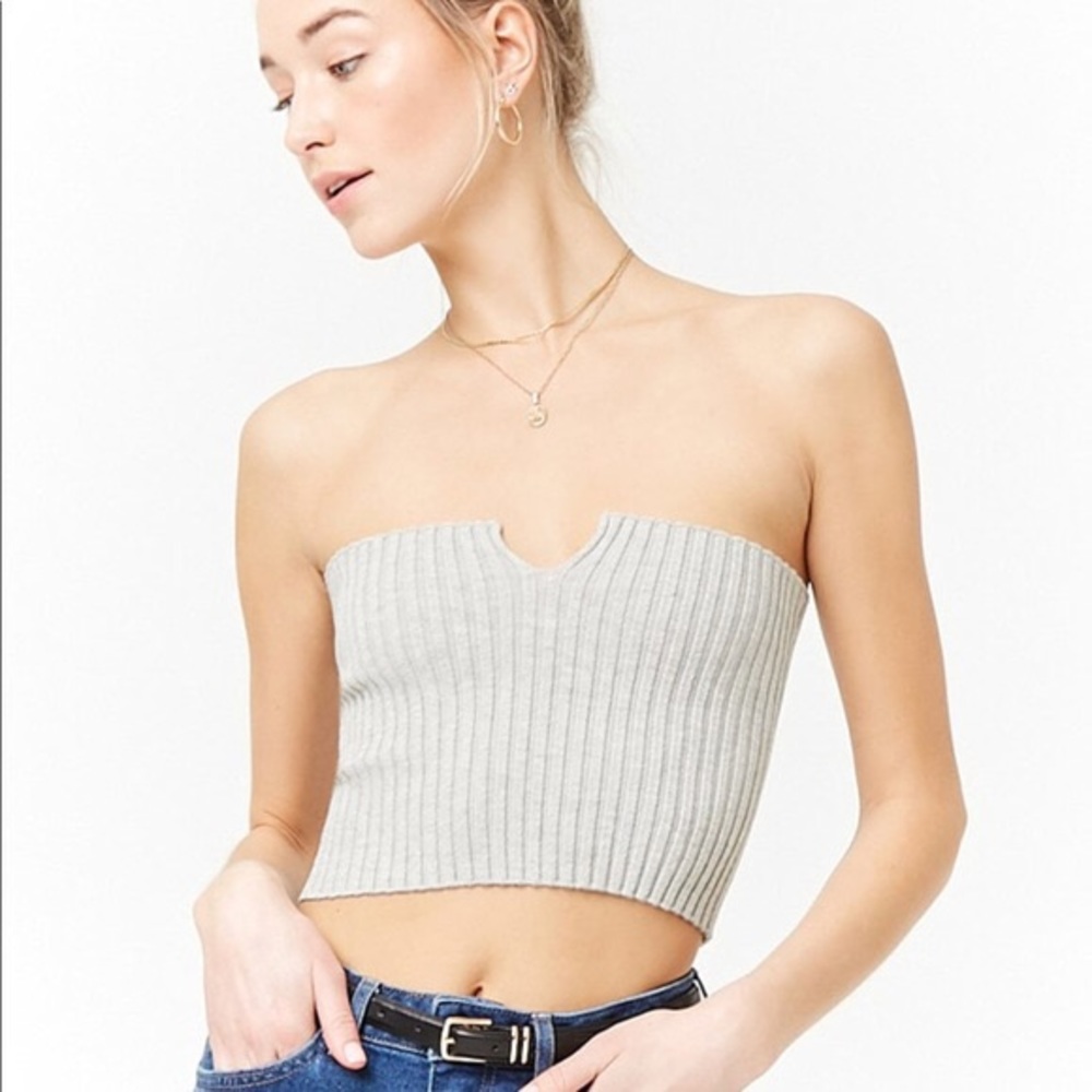 NWOT Heather Grey Sweater Knit Tube Top Gray